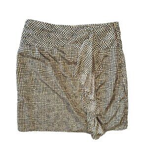 Downeast Women Large Square Print Mini Skirt Gray Cream